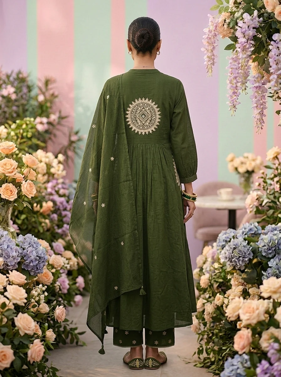 Olive Cotton Three Piece Set - Image 2