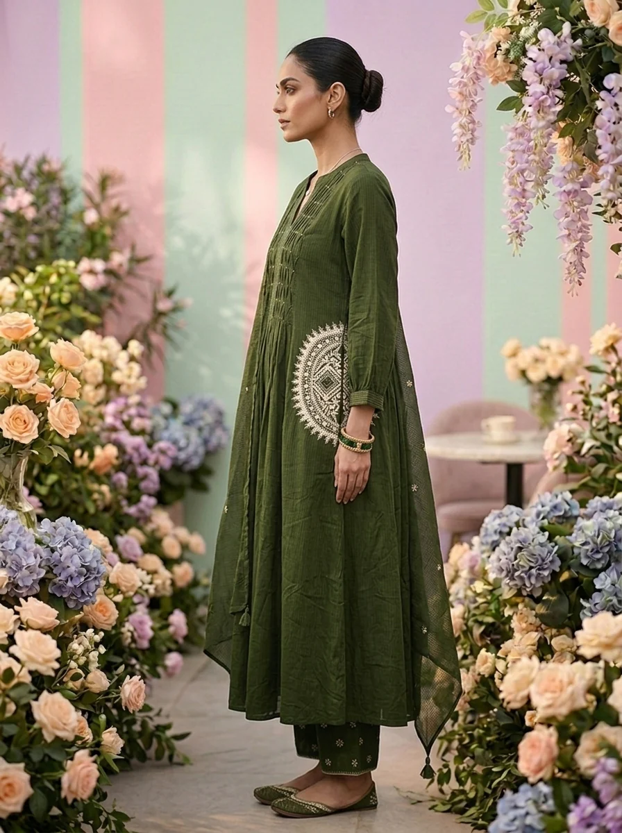 Olive Cotton Three Piece Set - Image 3