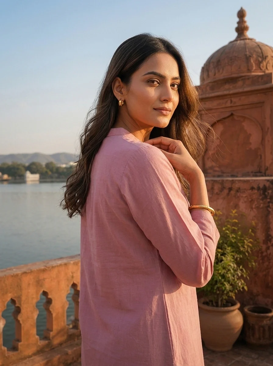 Onion Rayon Intricate Floral Motifs Embroidered Kurta - Image 4