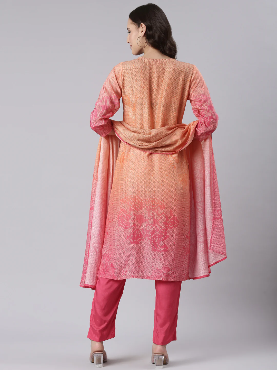Orange Shimmer Hand Work Three Piece Set - Image 3
