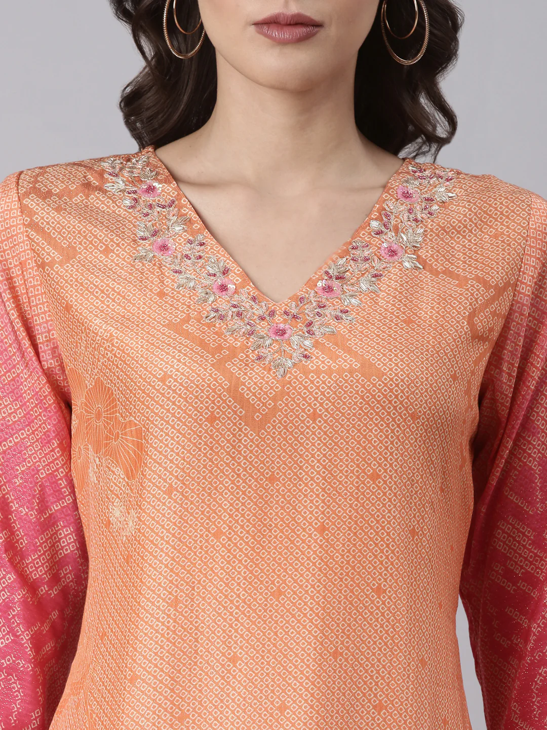 Orange Shimmer Hand Work Three Piece Set - Image 4