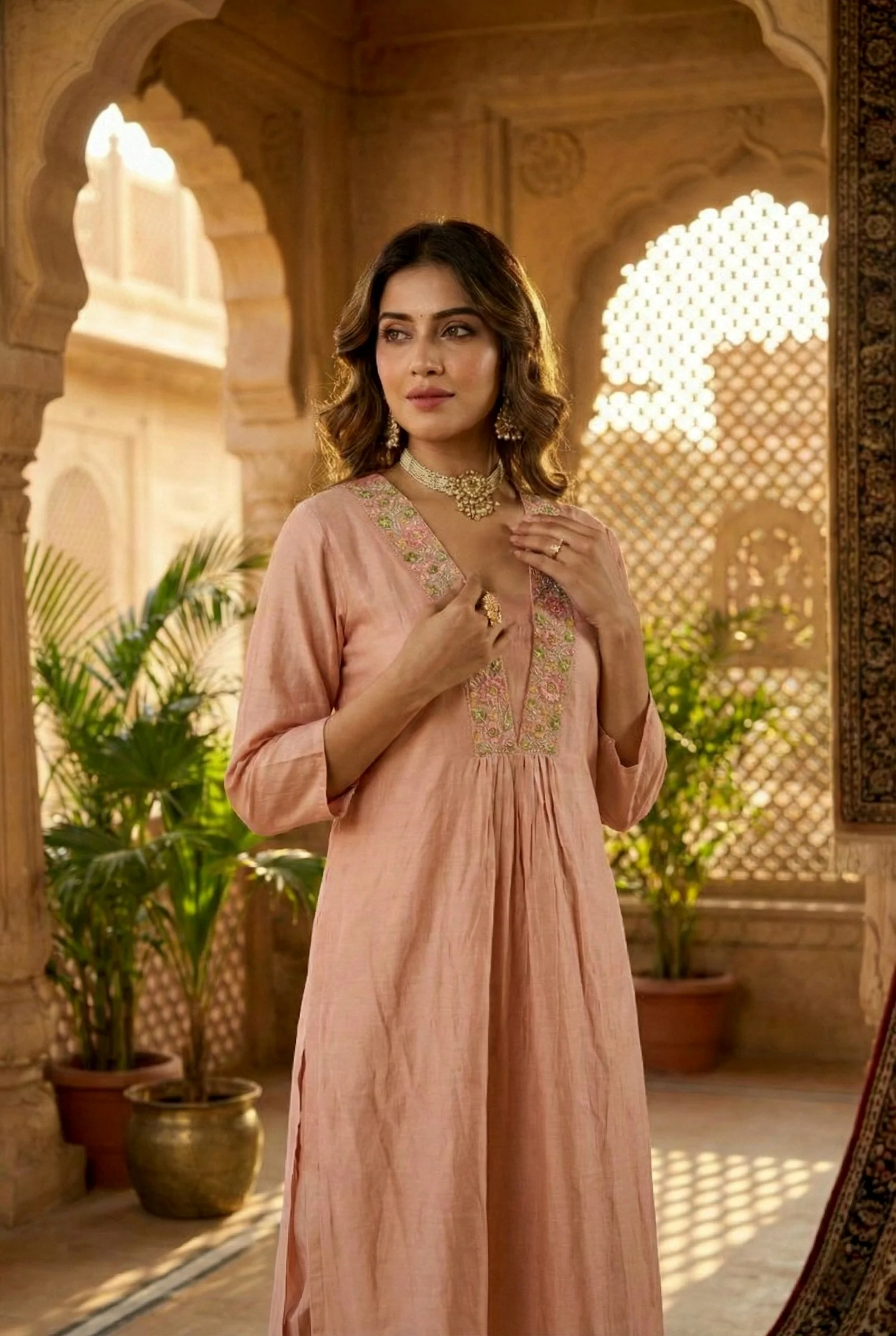 Peach Muslin Two Piece Set - Image 4