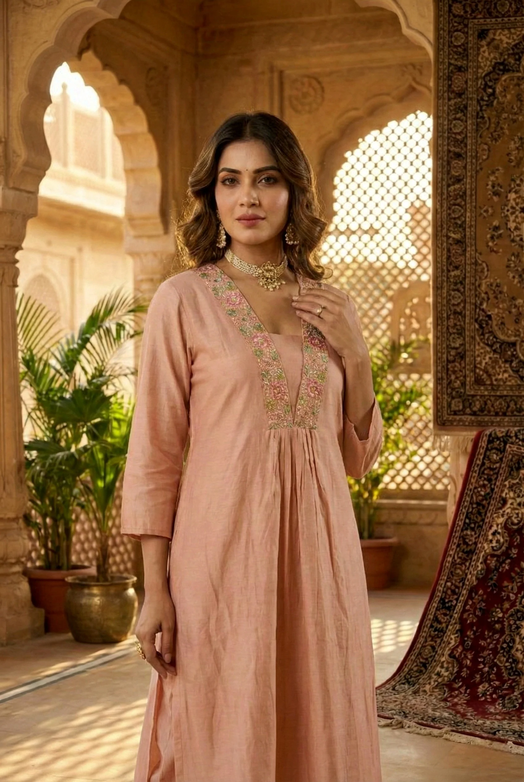 Peach Muslin Two Piece Set - Image 6