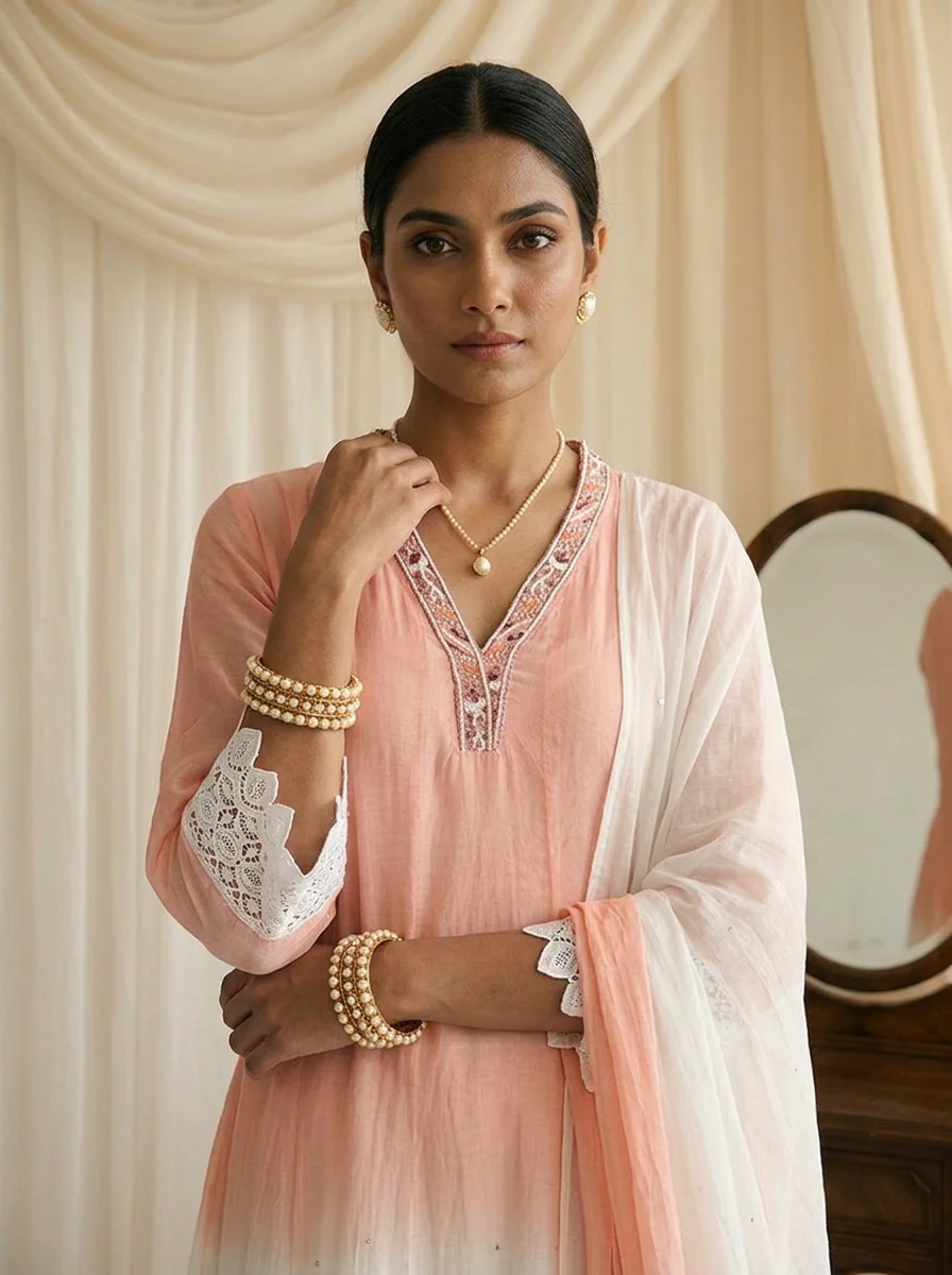 Peach Silk Three Piece Set - Image 4