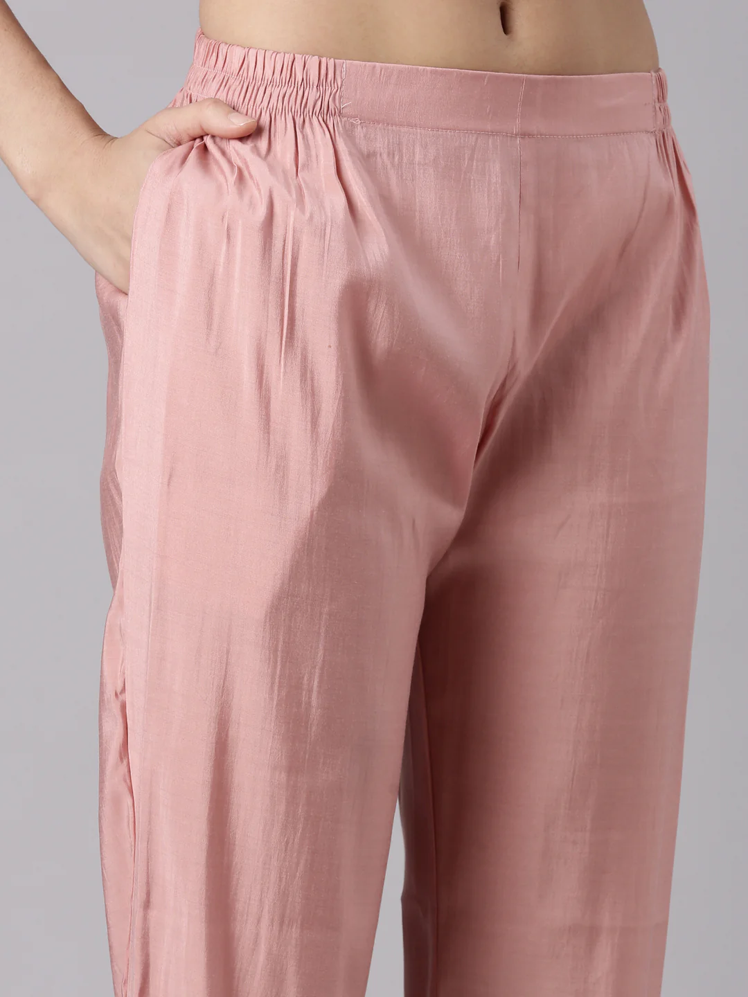 Peach Slub Cotton Hakoba Work Three Piece Set - Image 6