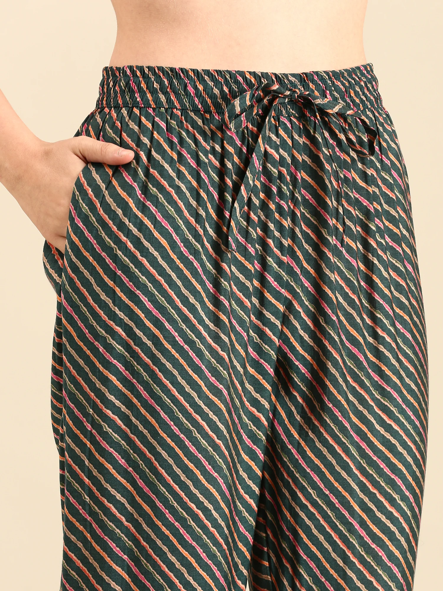 Peacock Green Printed suit set with dupatta - Image 6