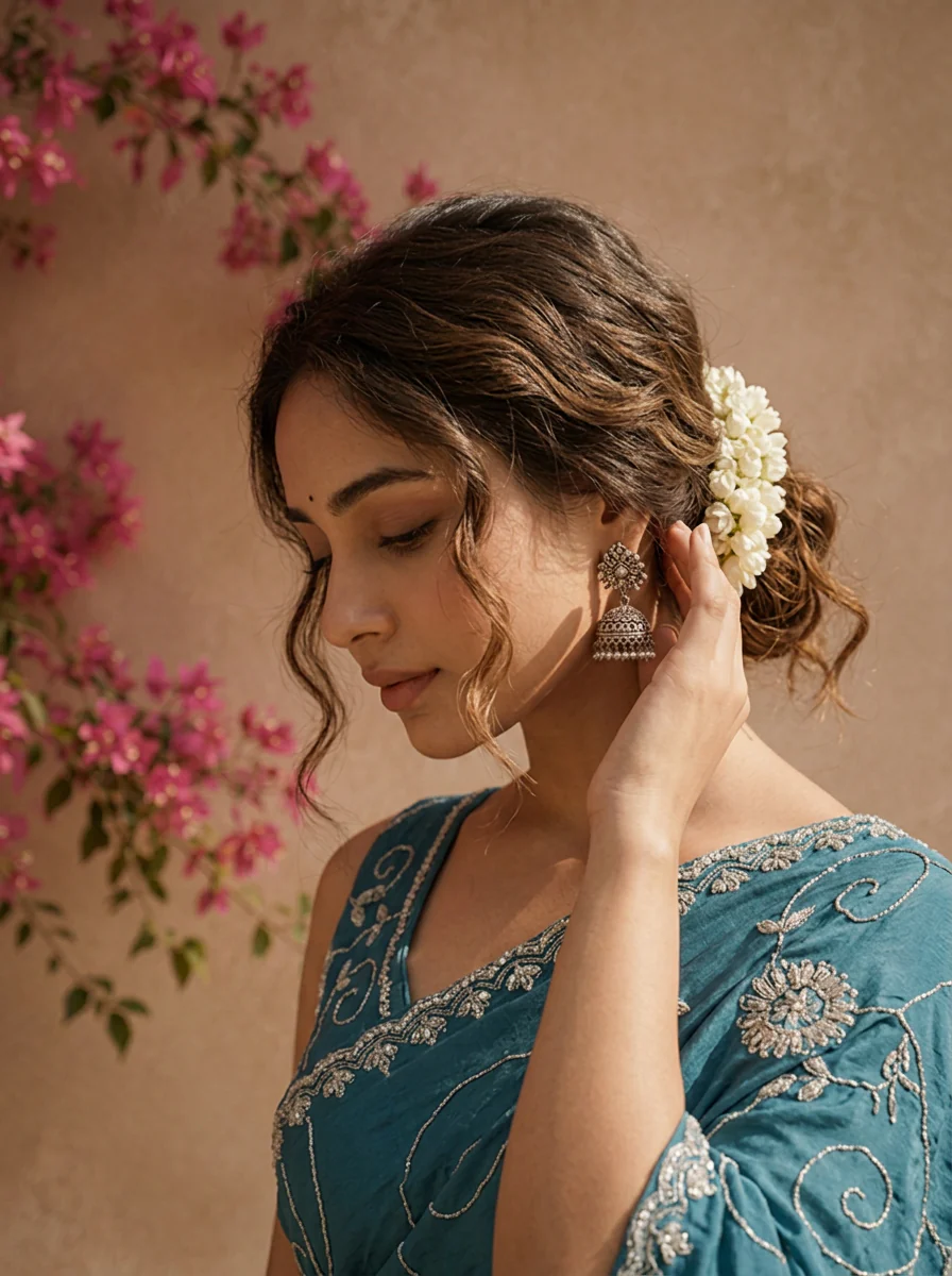 Peacock Organza Jaali Vine Embroidered Saree - Image 3