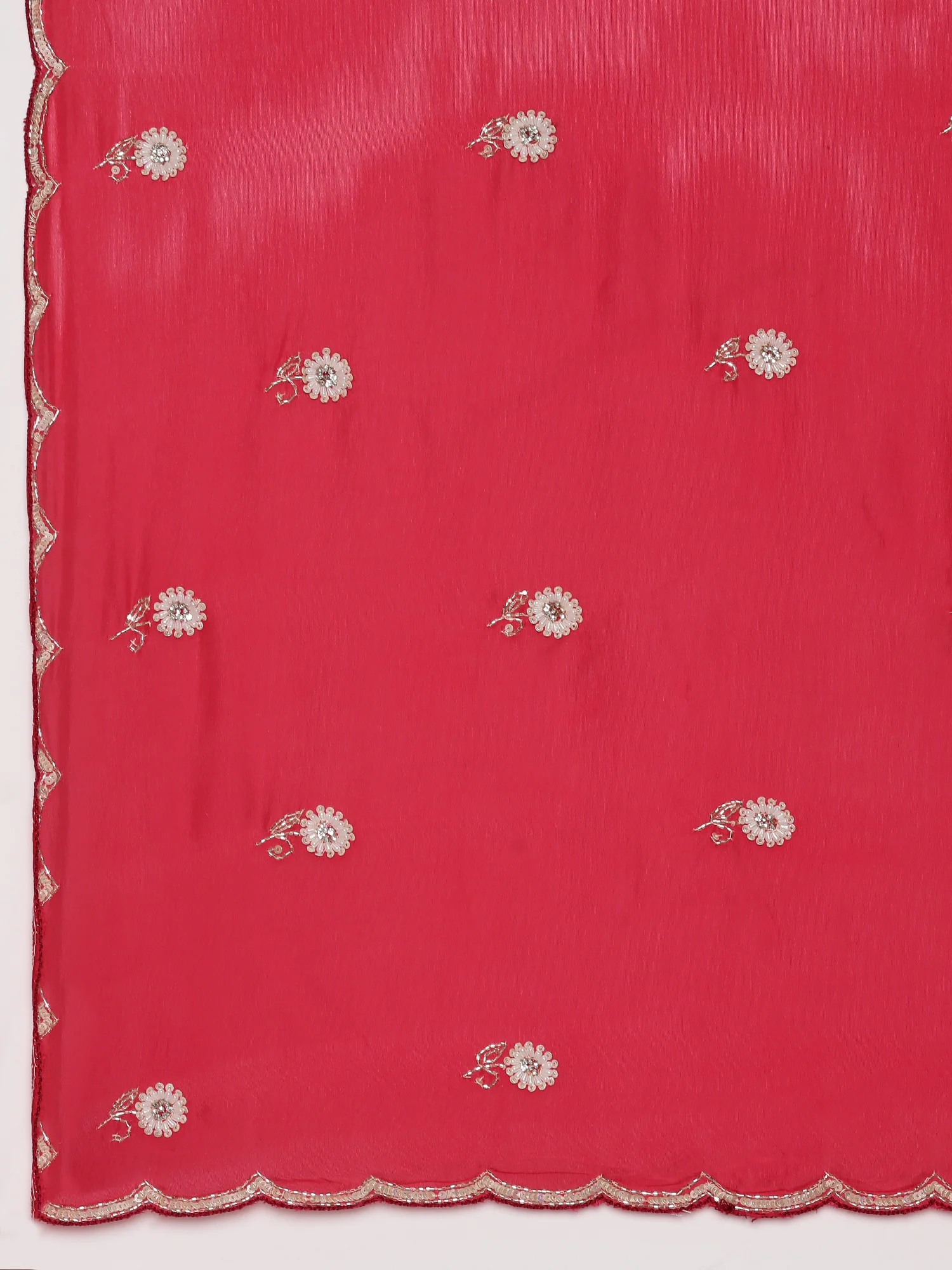Pink Crepe Hand Embroidery Saree - Image 5