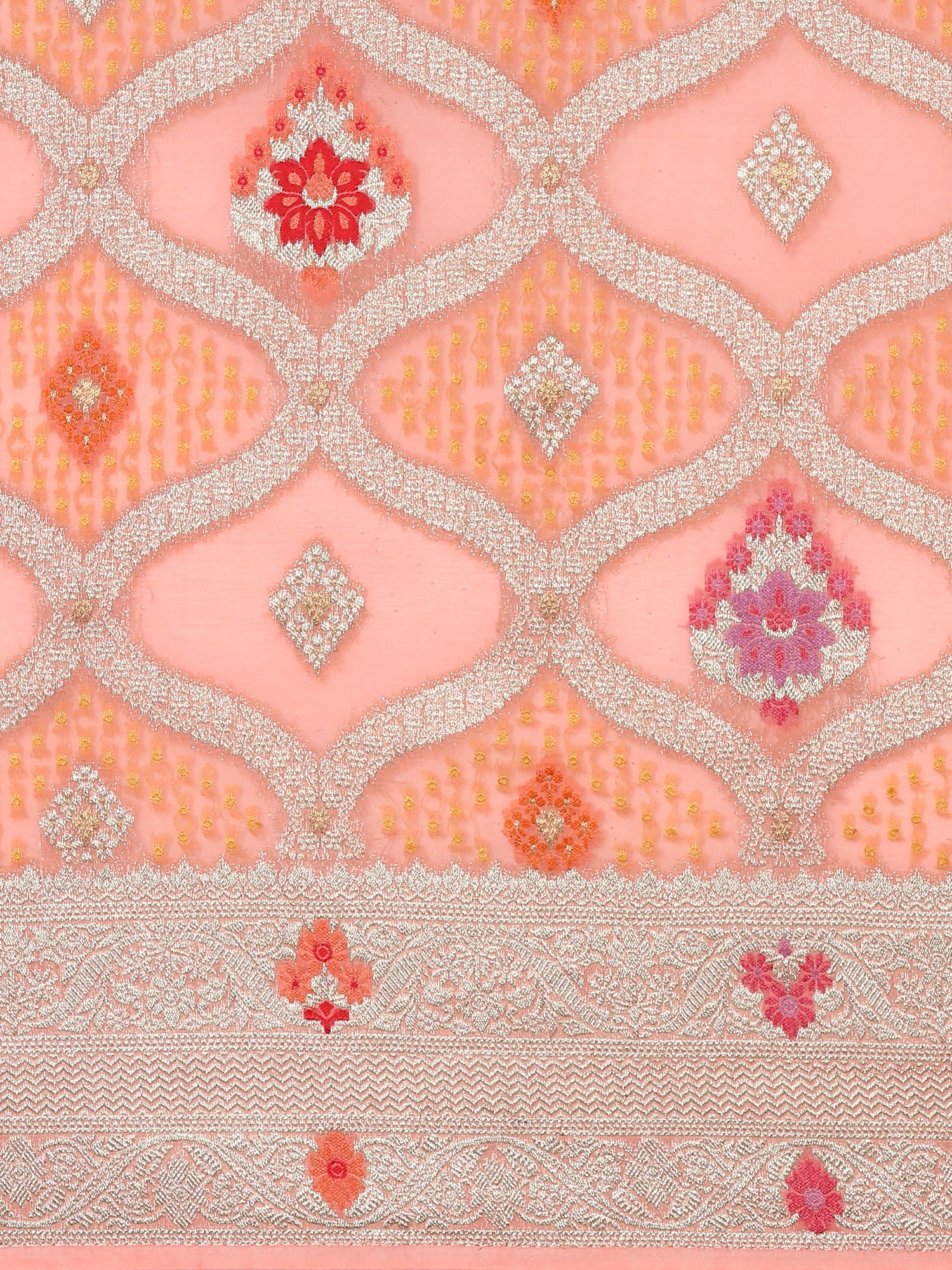 Pink khadi banaras weave saree - Image 5