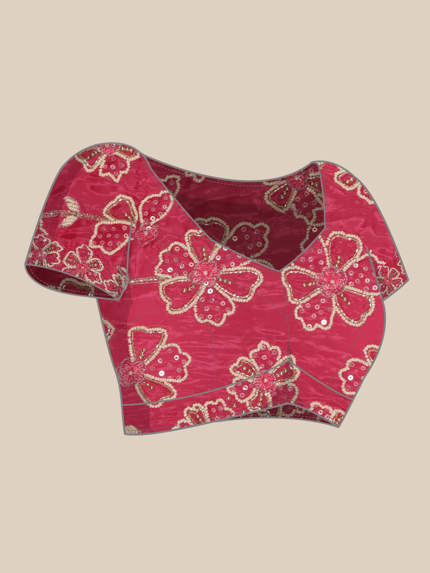 Pink Silk Saree With Stone Work Readymade Blouse - Image 6