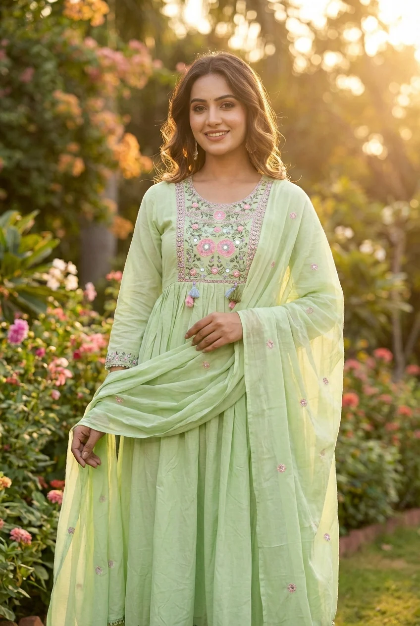 Pista Cotton Hand Embroidery Three Piece Set - Image 2