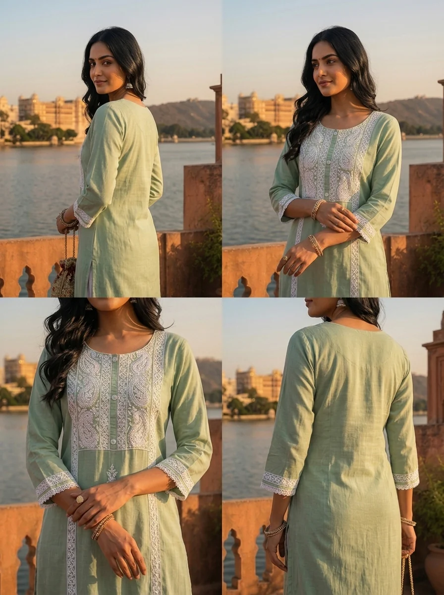 Pista Rayon Paisley And Floral Motifs Embroidered Kurta - Image 5