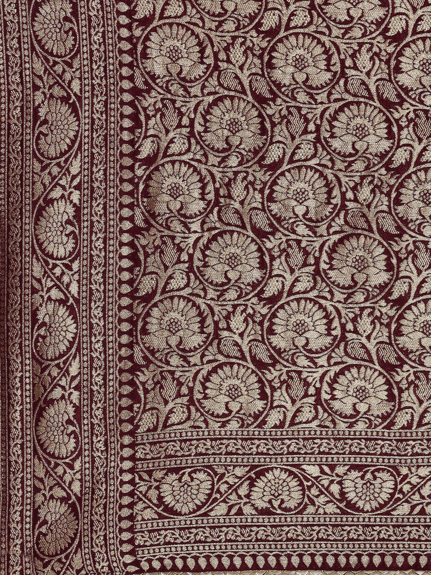 Purple Banaras Weaved Saree With Embroidery Readymade Blouse - Image 5