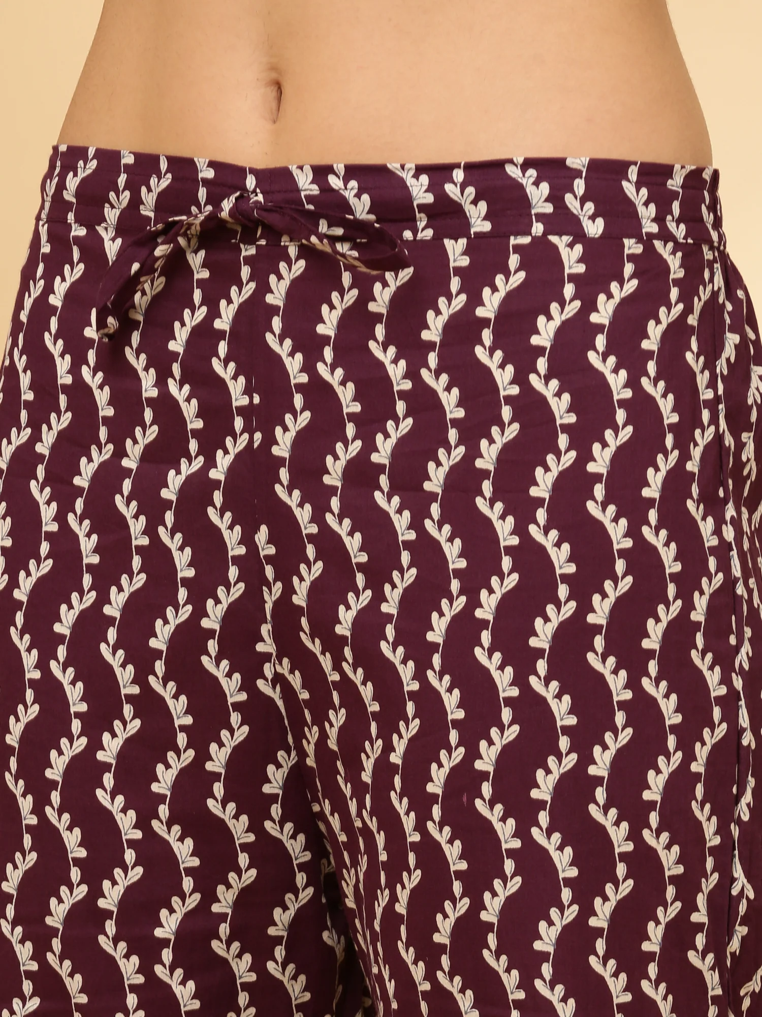 Purple Cotton Floral Printed Three Piece Set - Image 7