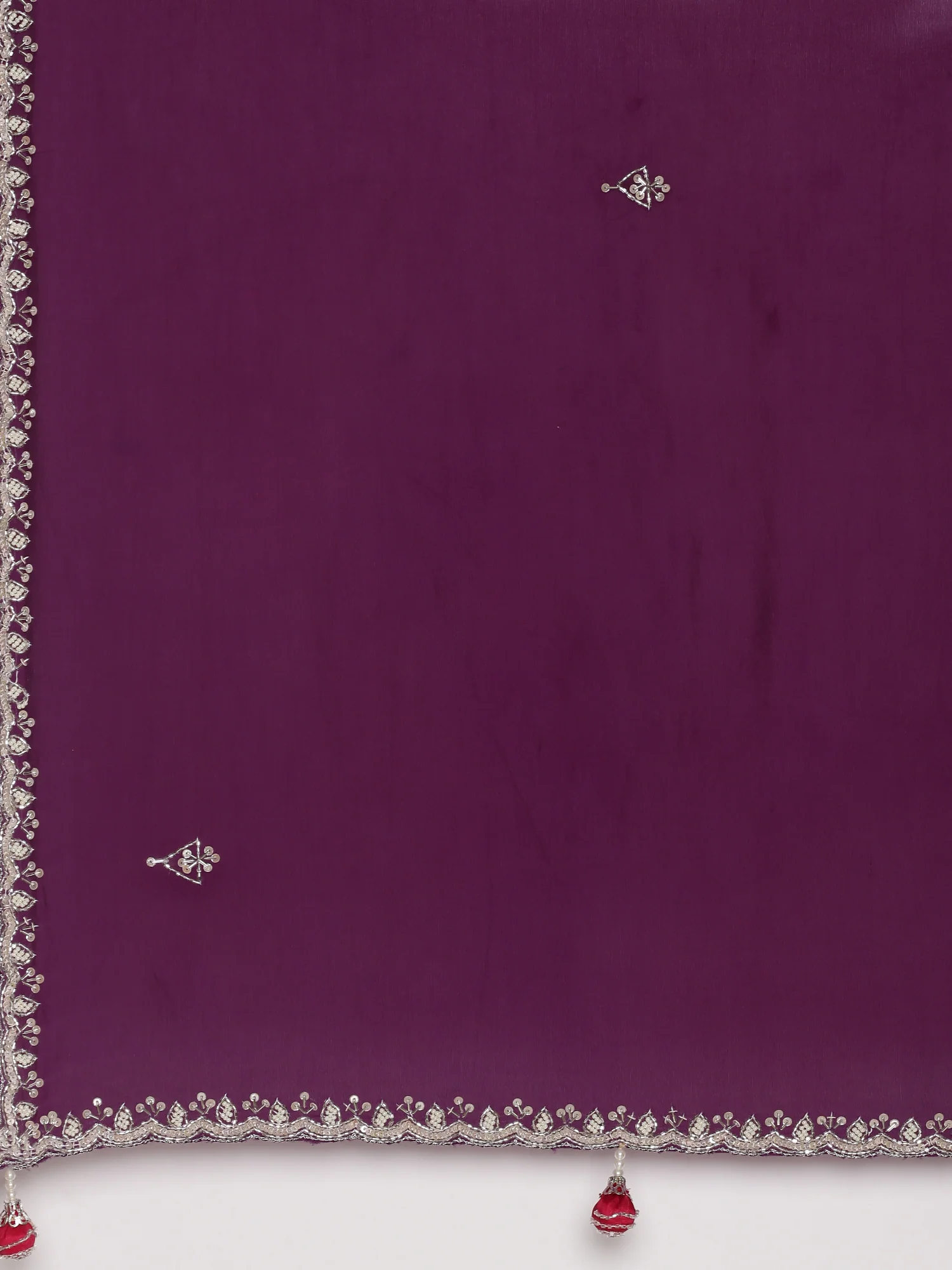 Purple Crepe Saree With Contrast Readymade Blouse - Image 5