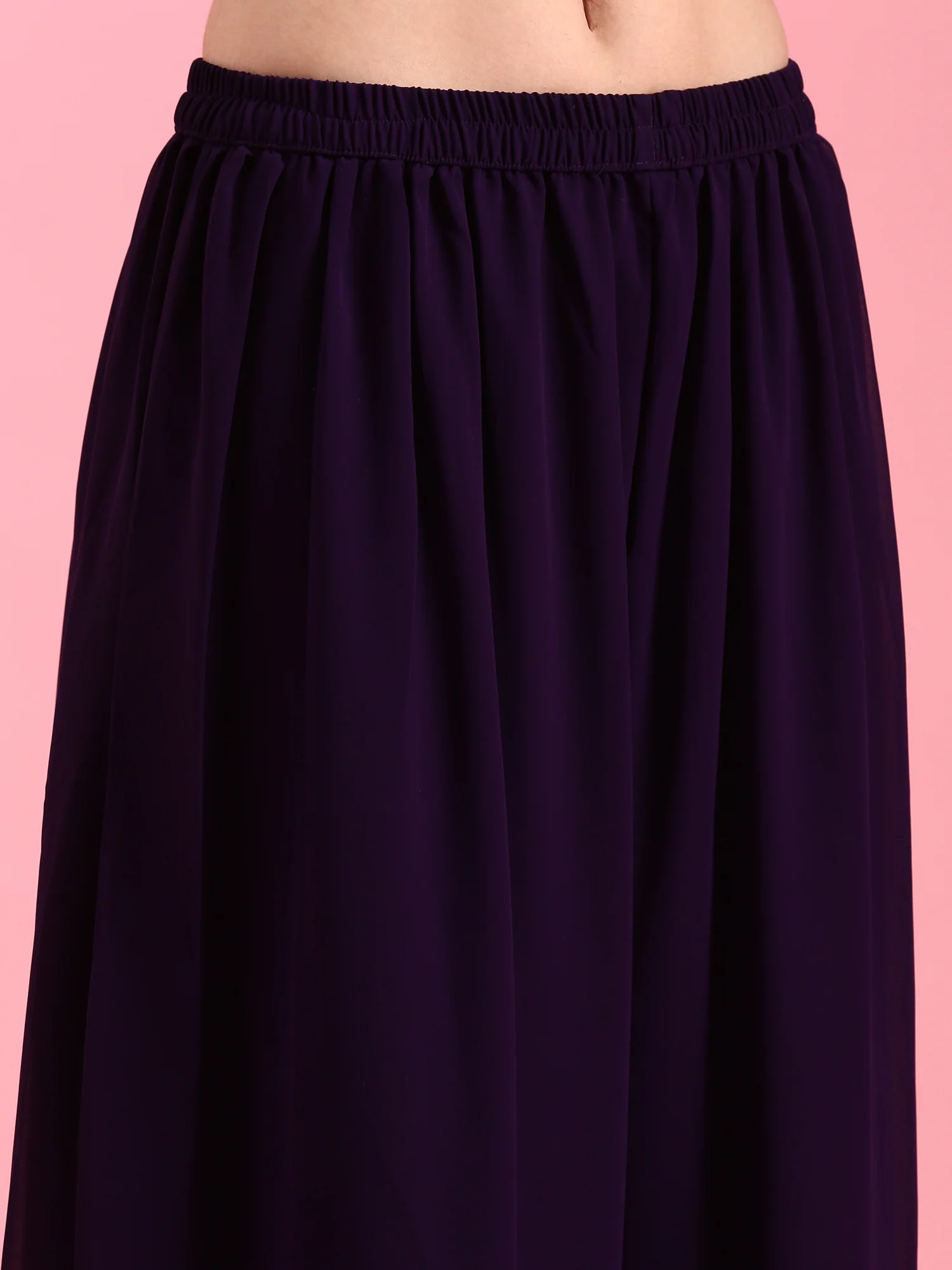 Purple Georgette Embroidered Kali With Palazzo - Image 7