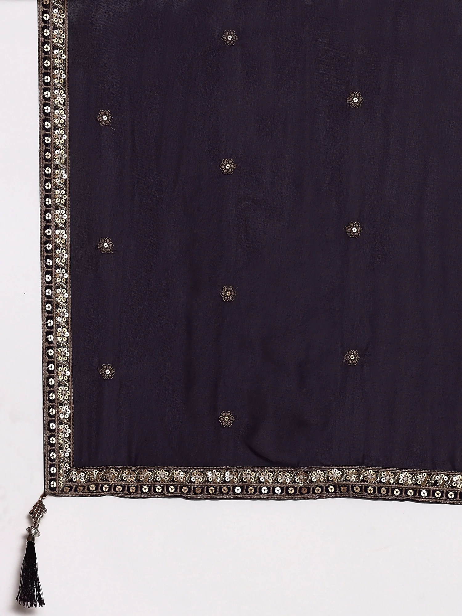 Purple Georgette Embroidered Kali With Palazzo - Image 8