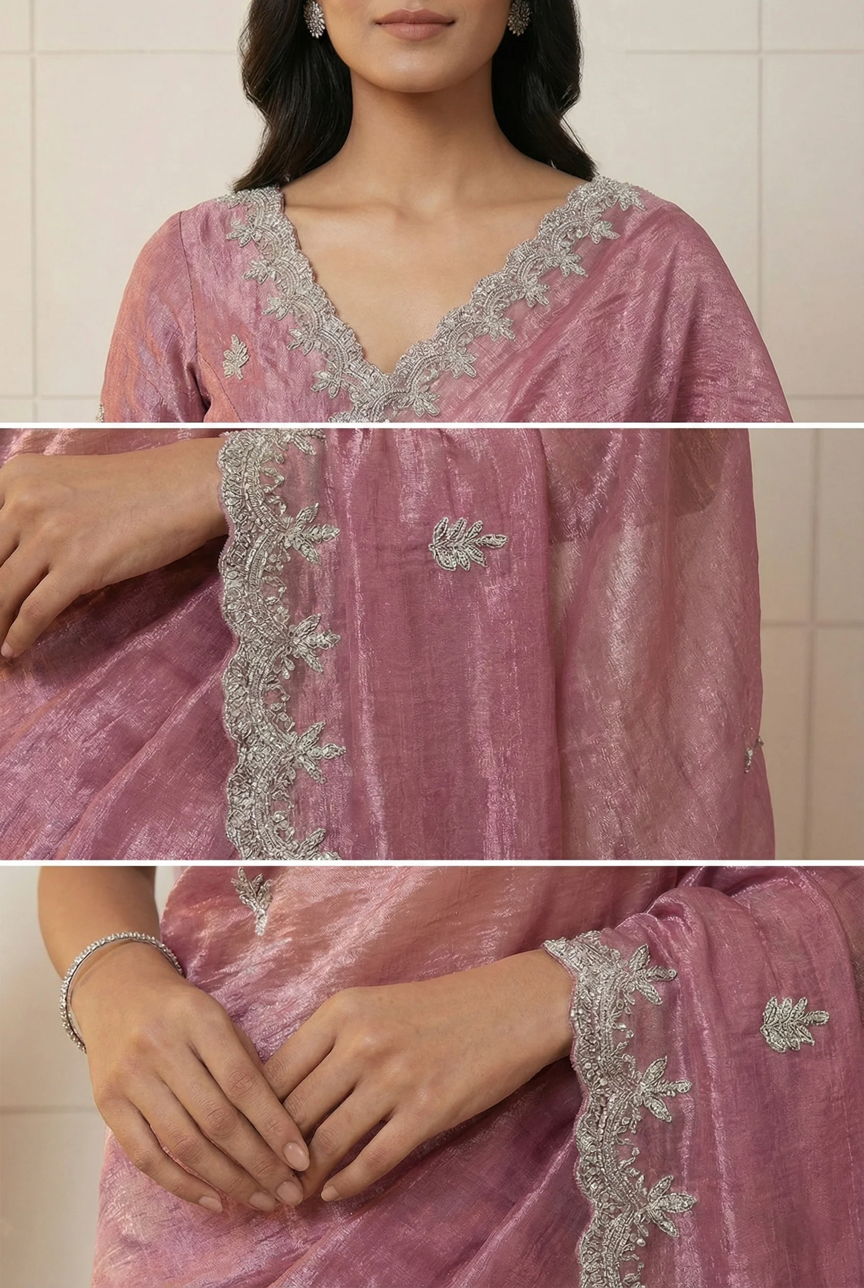 Purple Jimmy Choo Aari Embroidered Saree - Image 3