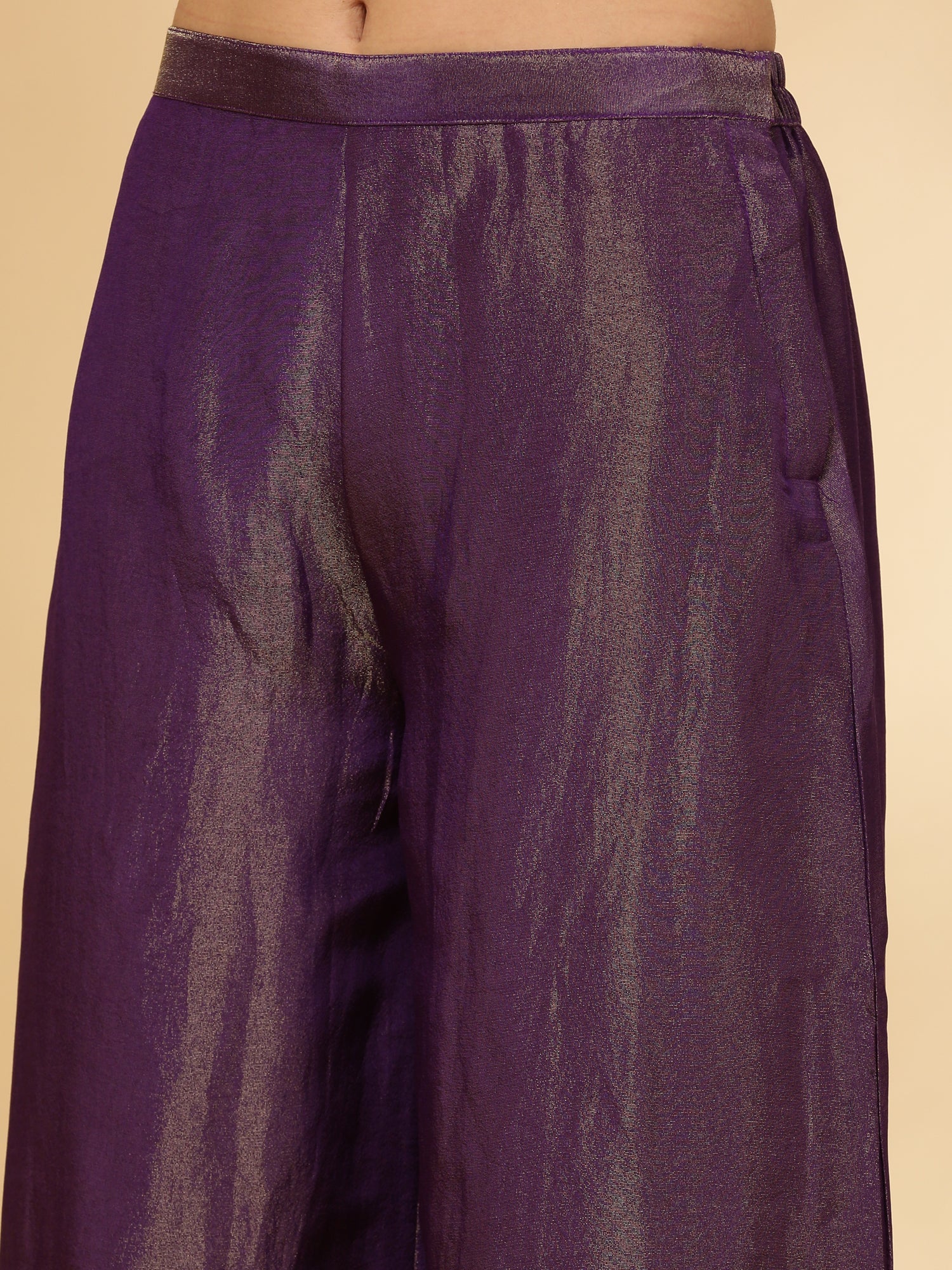 Purple Tissue Hand Embroidered Anarkali Set - Image 7