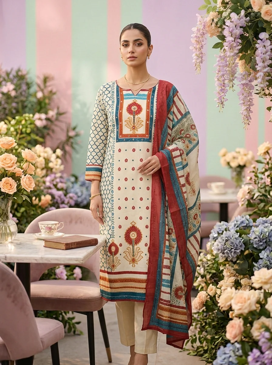 Rama Cotton Printed Three Piece Set