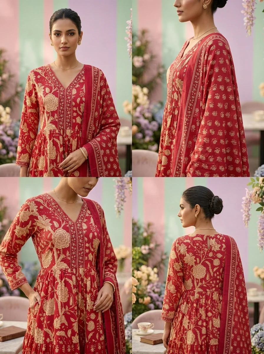 Rani Cotton Floral Printed Three Piece Set - Image 2