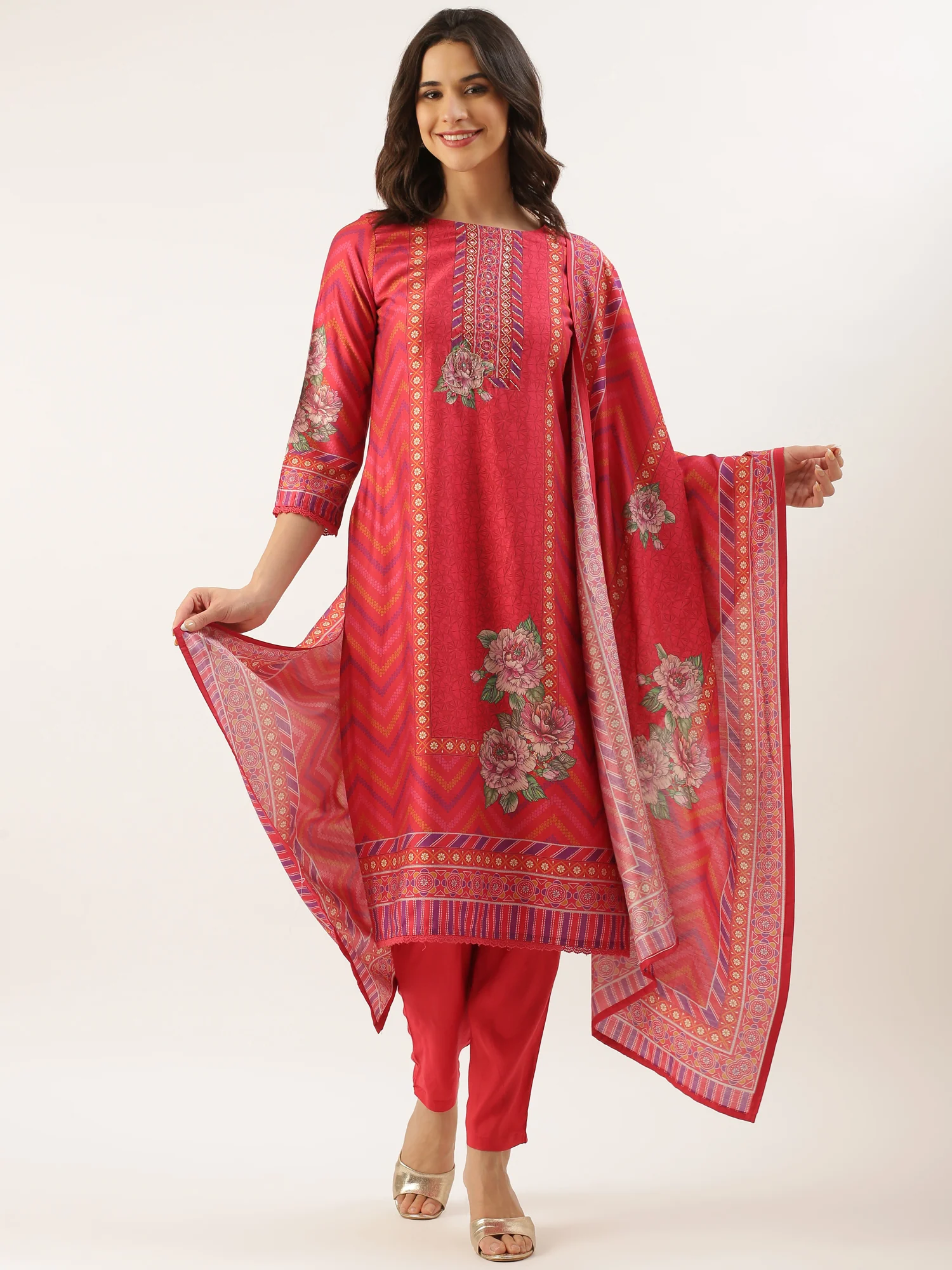 Rani Modal Silk Printed Three Piece Suit Set