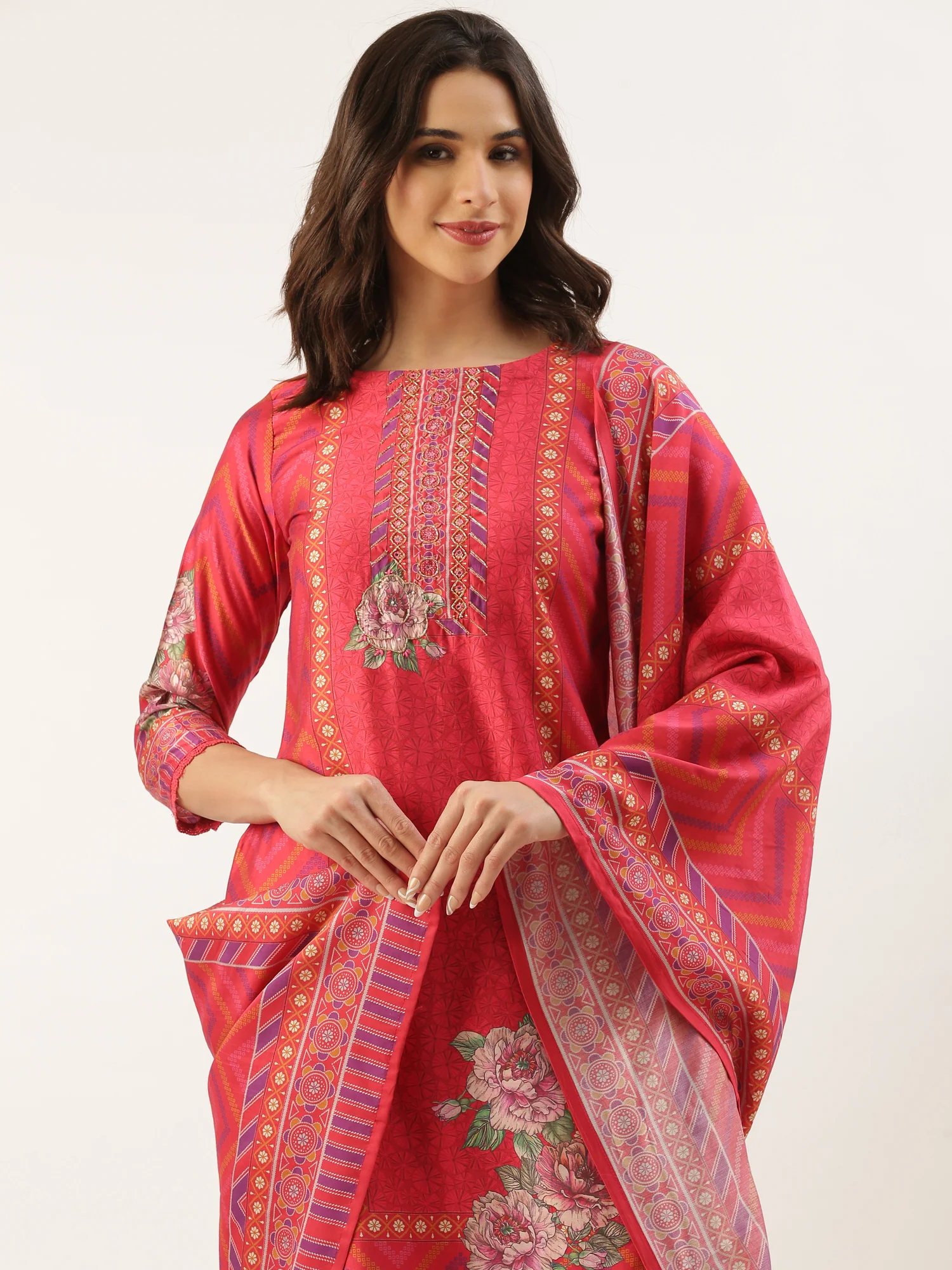 Rani Modal Silk Printed Three Piece Suit Set - Image 6