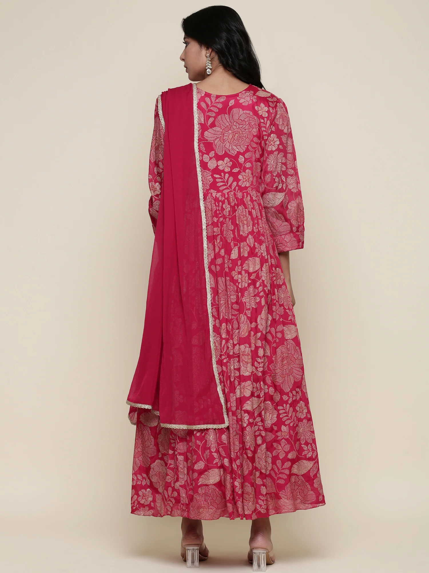 Rani pink georgette embroidered suit set - Image 3