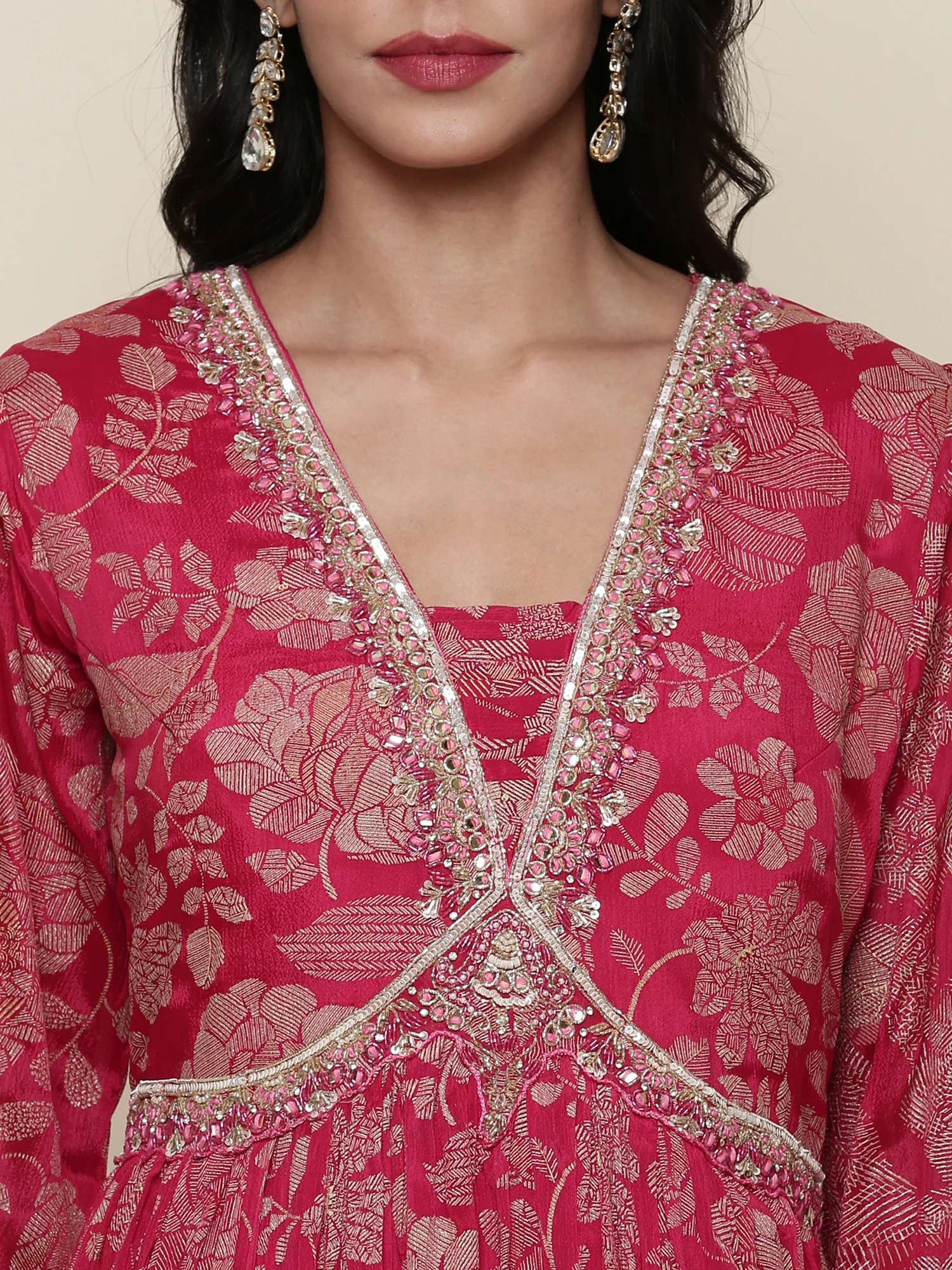 Rani pink georgette embroidered suit set - Image 4