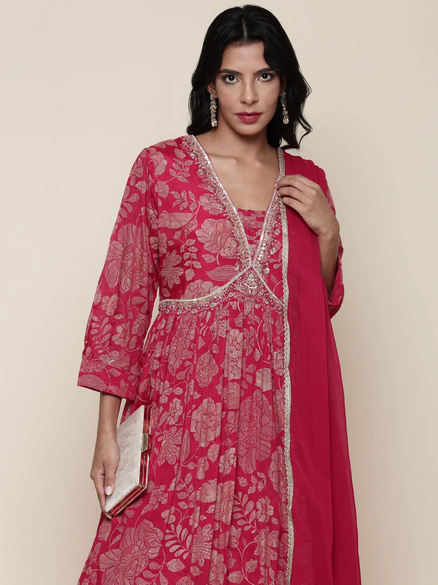 Rani pink georgette embroidered suit set - Image 5