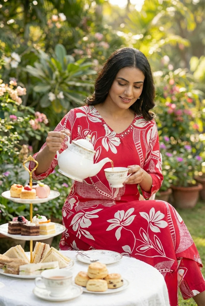 Rani Pink Rayon Floral Printed Two Piece Set - Image 2
