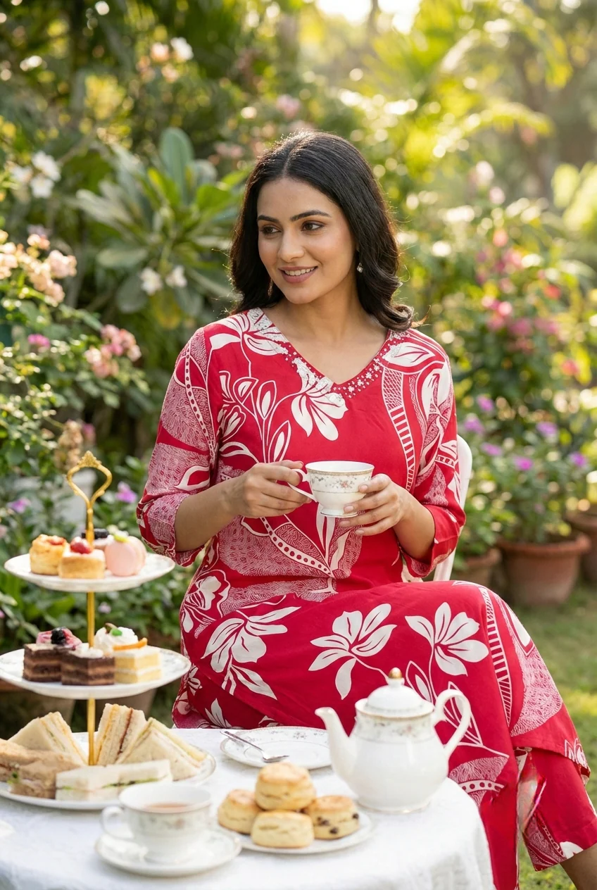 Rani Pink Rayon Floral Printed Two Piece Set - Image 3