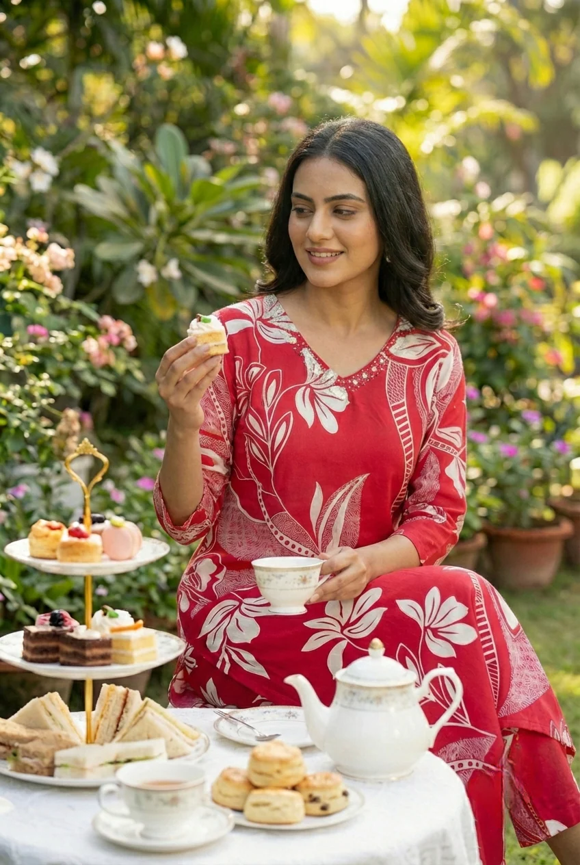 Rani Pink Rayon Floral Printed Two Piece Set - Image 4