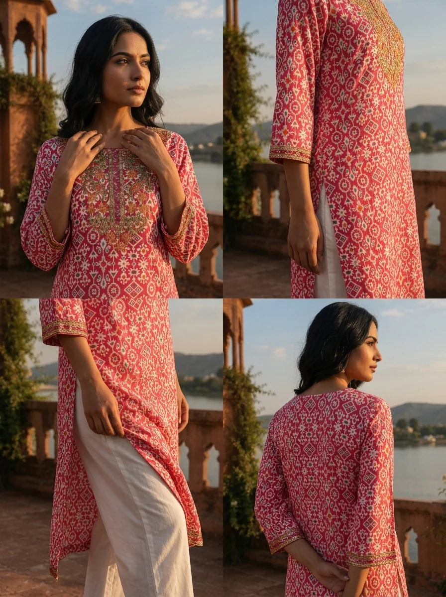 Rani Rayon Geometric Printed Kurta - Image 5
