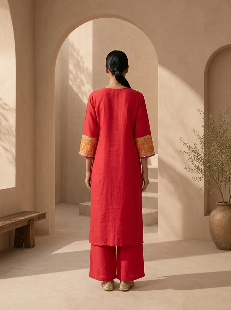 Rani Rayon Solid With Color Block Embroidered Two Piece Set - Image 2