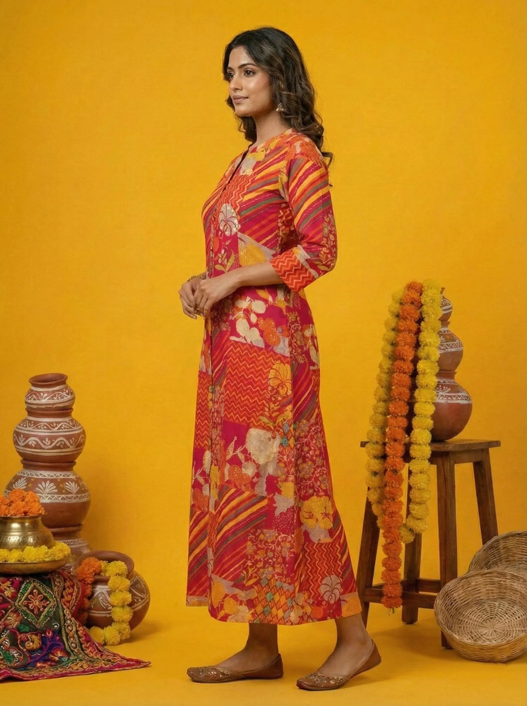 Rani Silk Digital Print Long Dress - Image 2