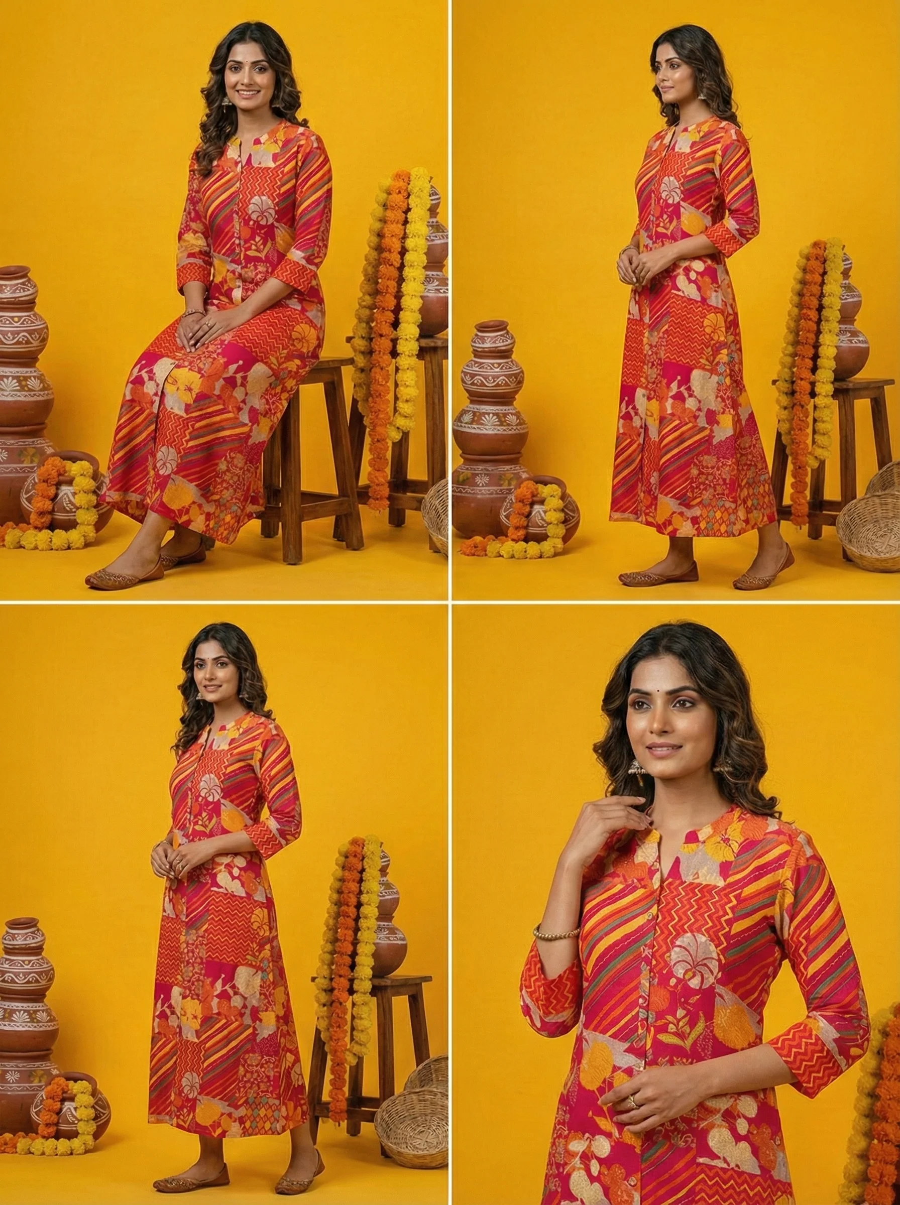 Rani Silk Digital Print Long Dress - Image 3