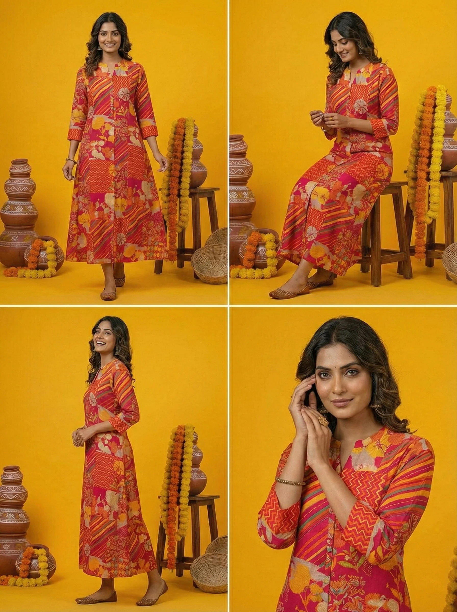 Rani Silk Digital Print Long Dress - Image 5