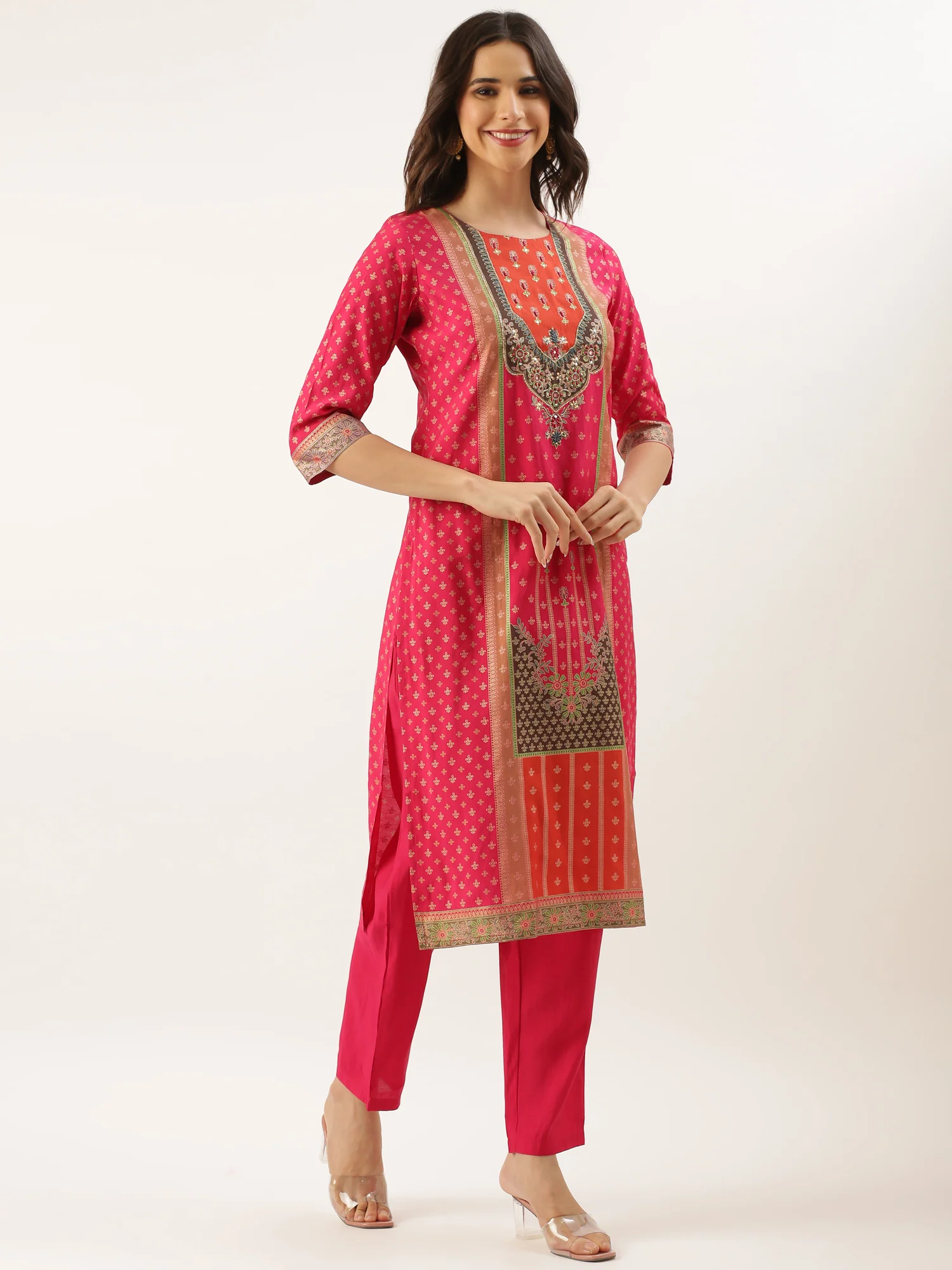 Rani Silk Printed Three Piece Suit Set - Image 2