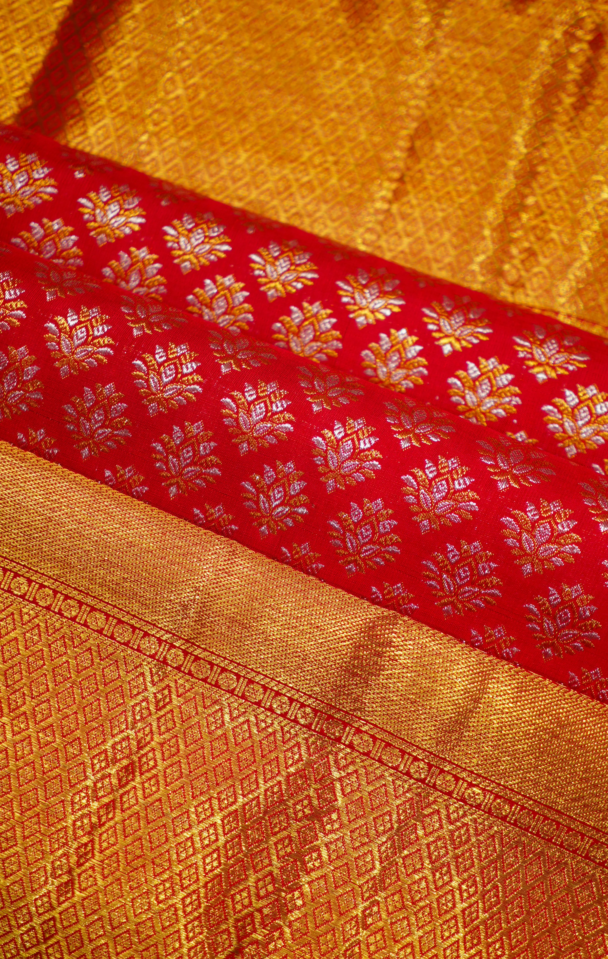 Red Kanchi Pattu Zari And Handwoven Weaved Saree - Image 6