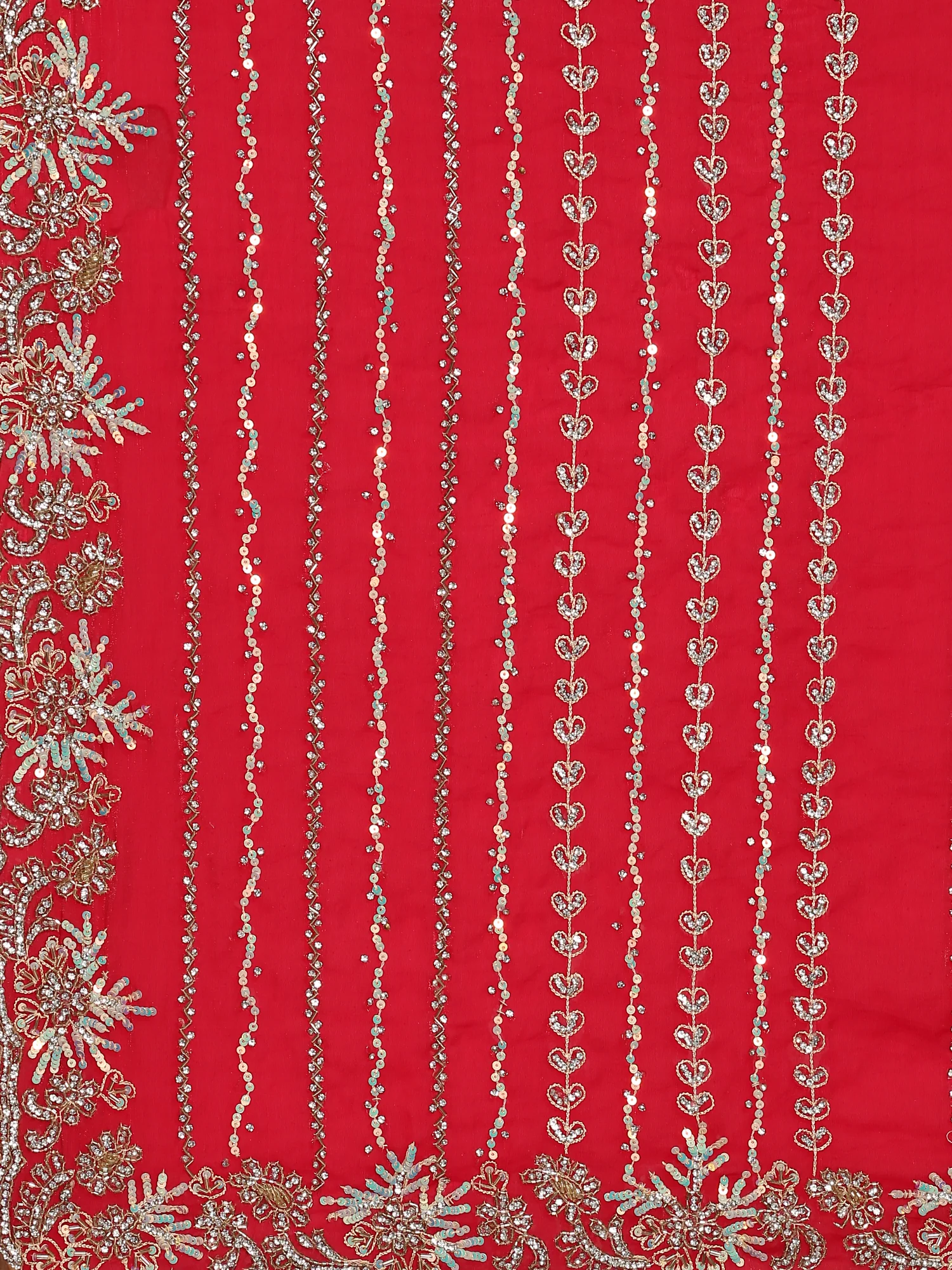 Red swarovski & Cut Dana embroidery saree - Image 6