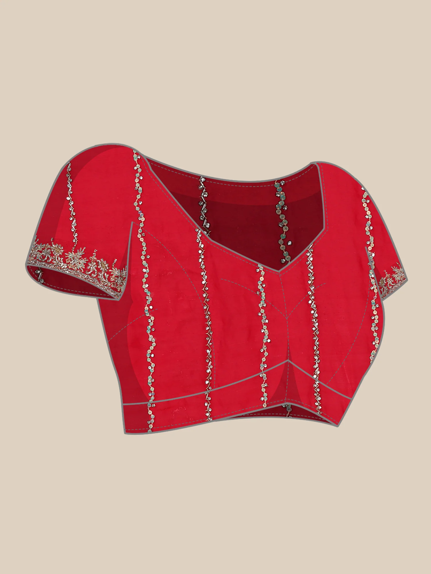 Red swarovski & Cut Dana embroidery saree - Image 8