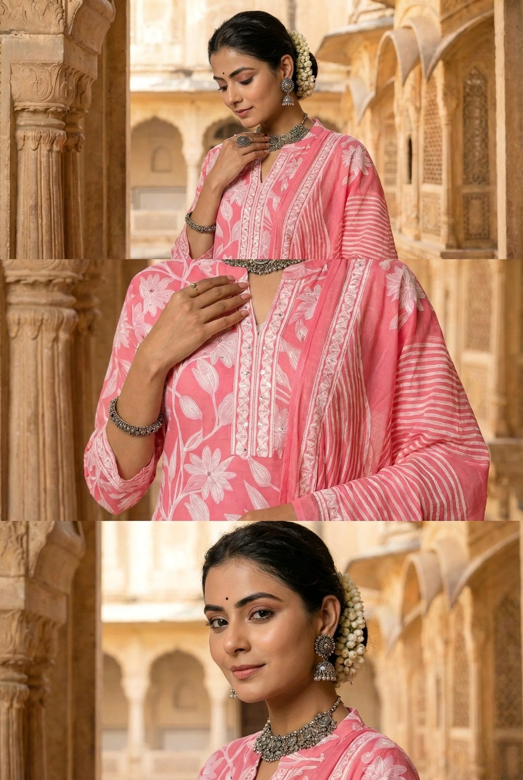 Rose Pink Cotton Floral Digital Printed Suit Set - Image 5