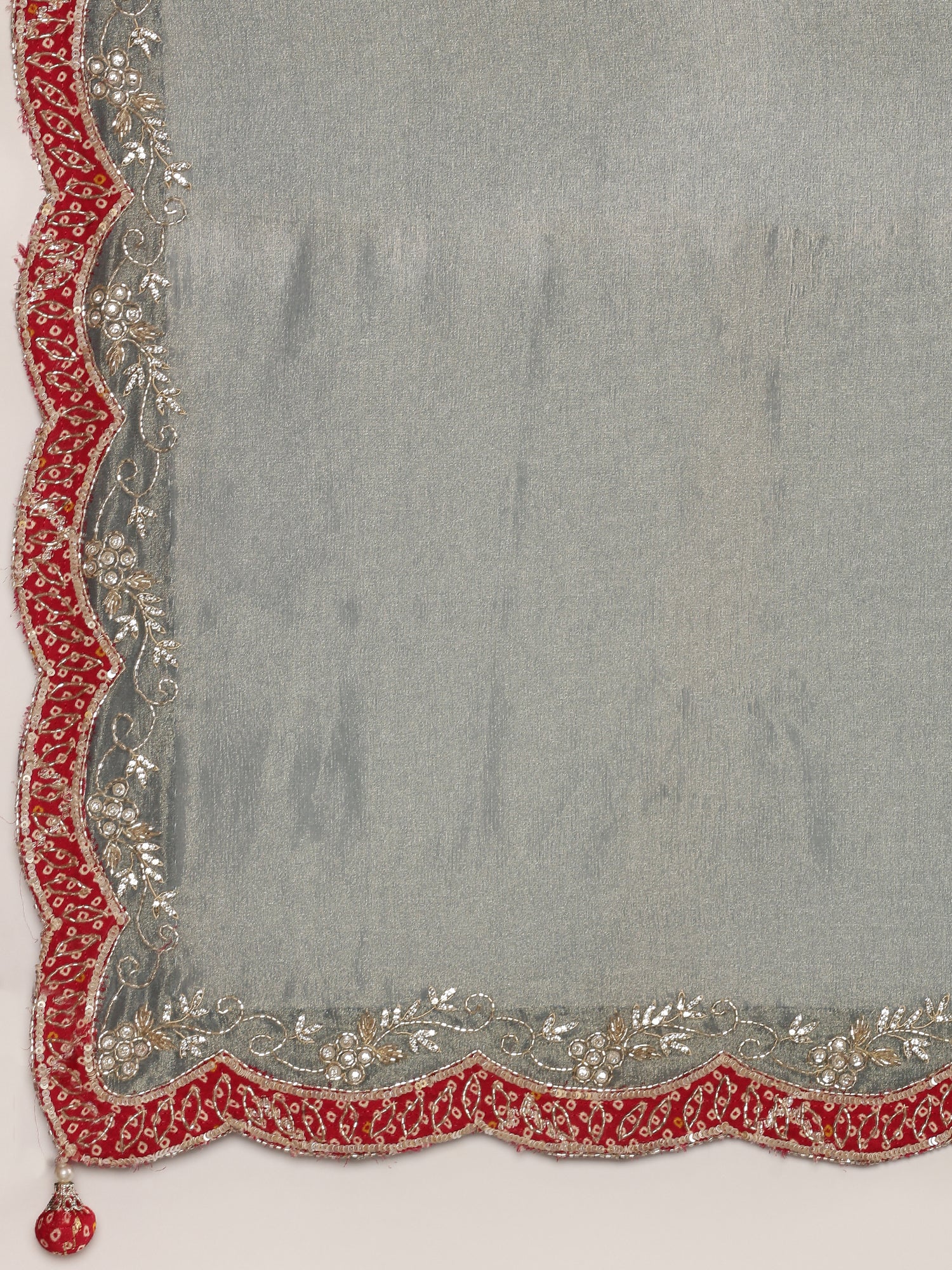 Sea Blue Tissue Embroidery Saree With Readymade Blouse - Image 5