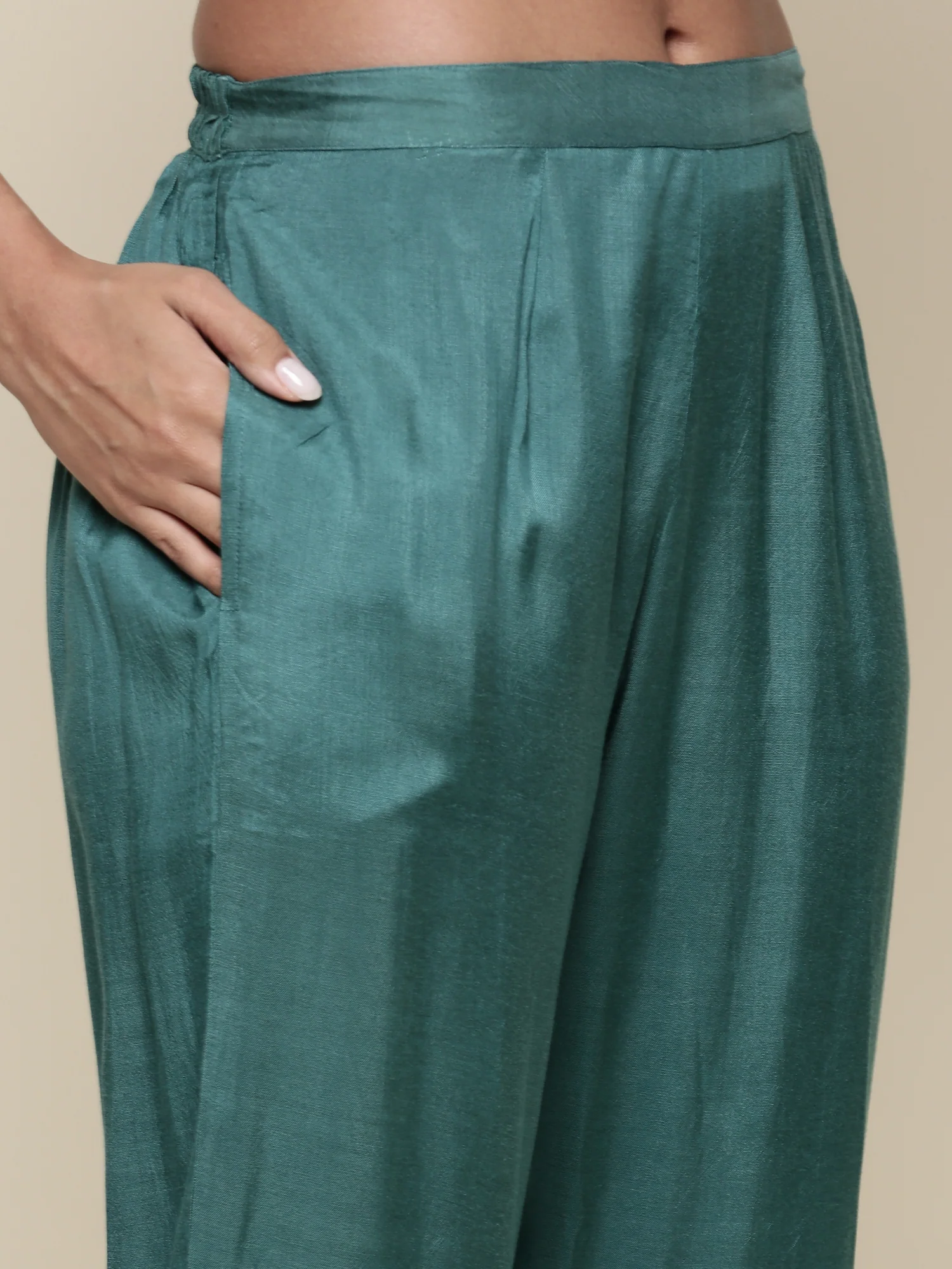 Sea Green Digital printed crepe Three piece suit set - Image 6