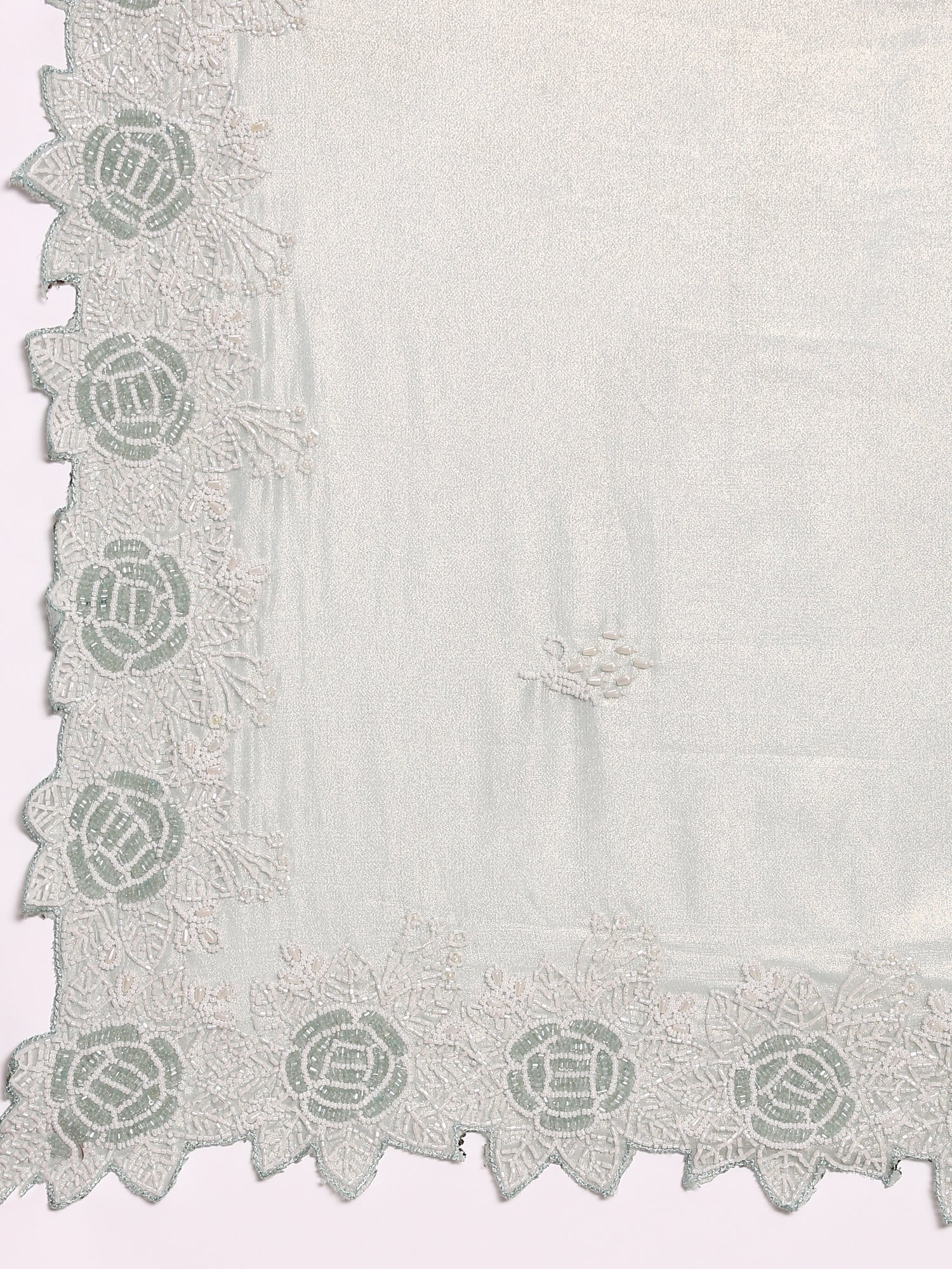 Sea Green Organza Stone And Thread Embroidery Saree - Image 6