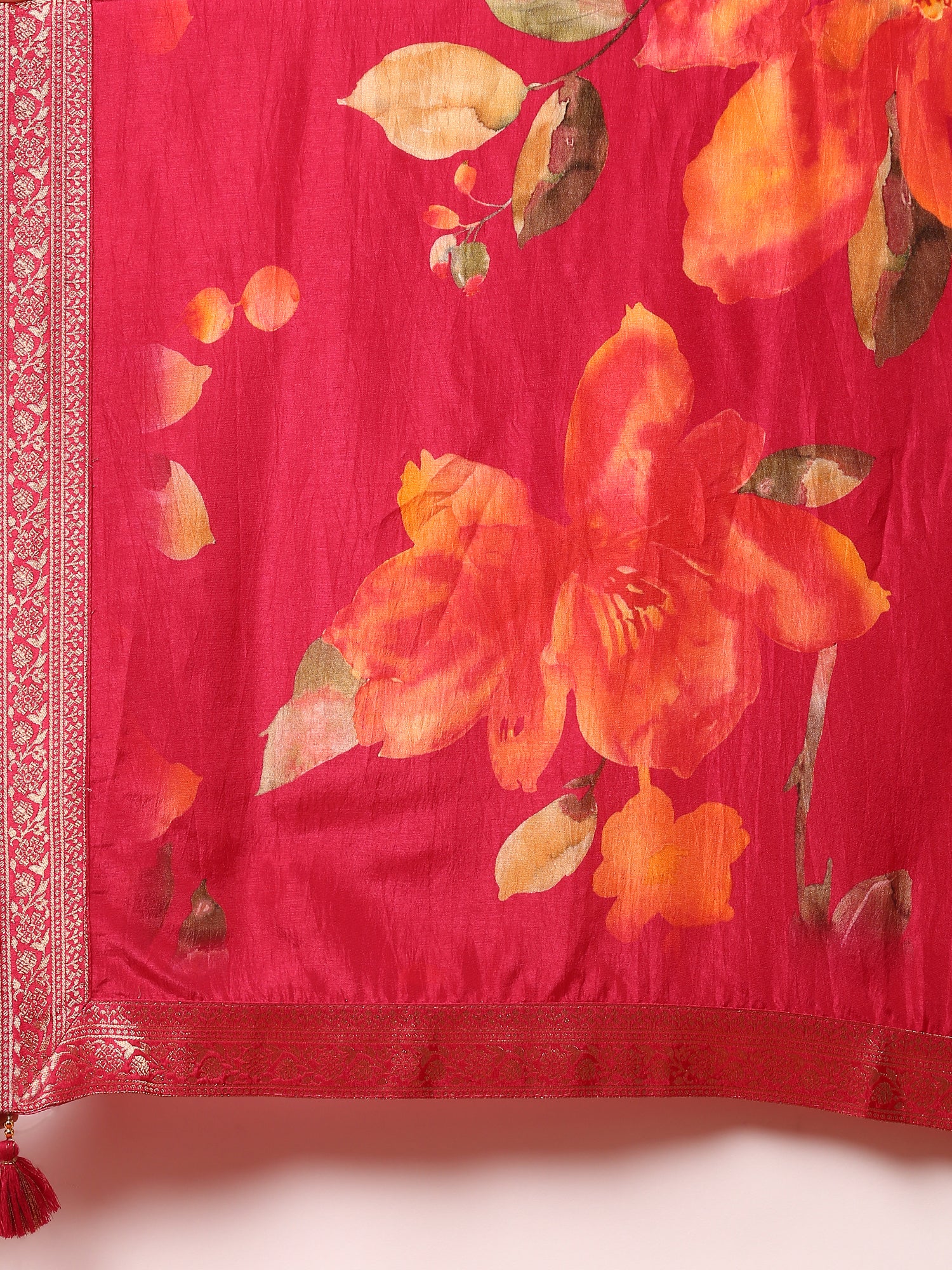 Sindoori pink silk embroidered Three piece anarkali set - Image 7
