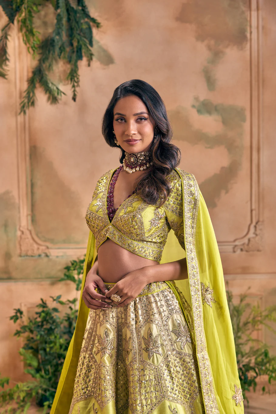 Variyali Green Silk Floral Embroidery Ghagra Set - Image 6