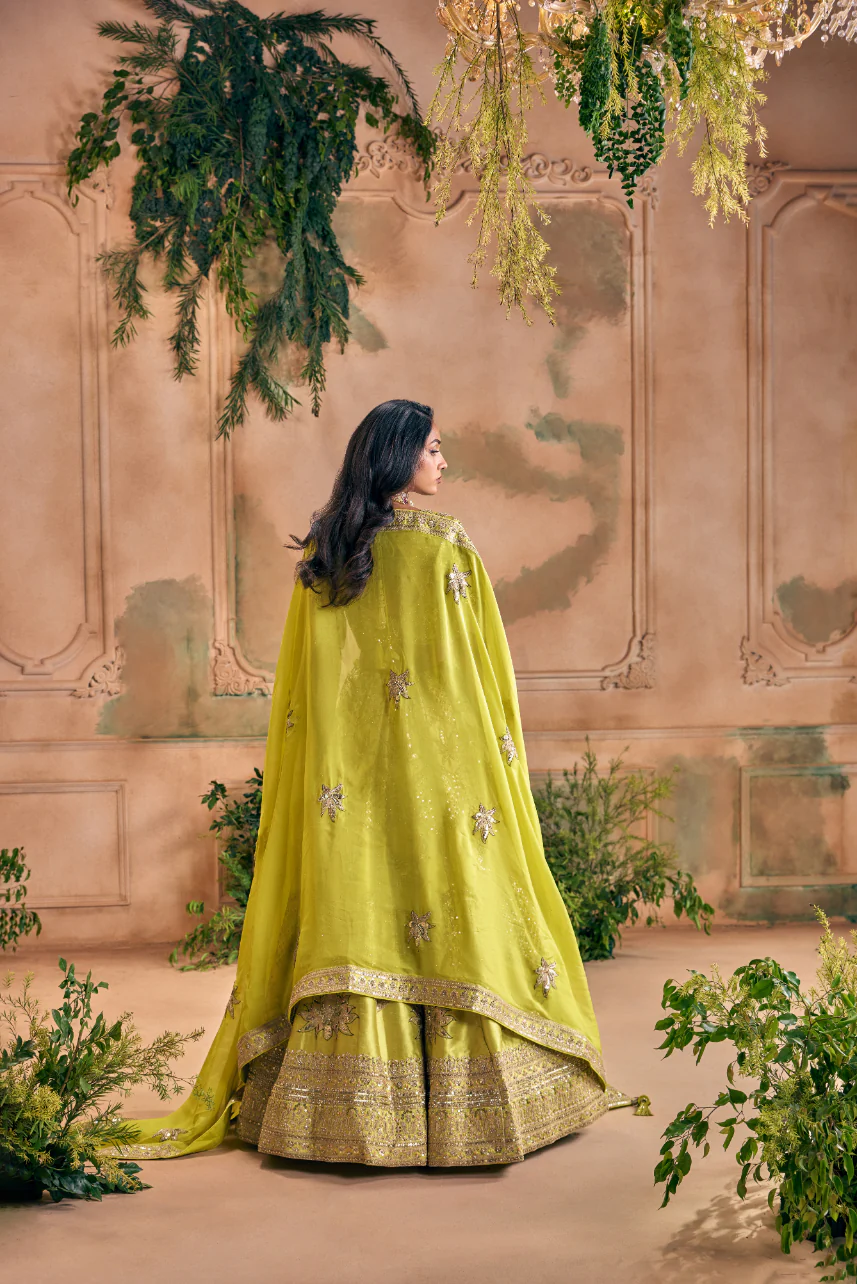 Variyali Green Silk Floral Embroidery Ghagra Set - Image 7