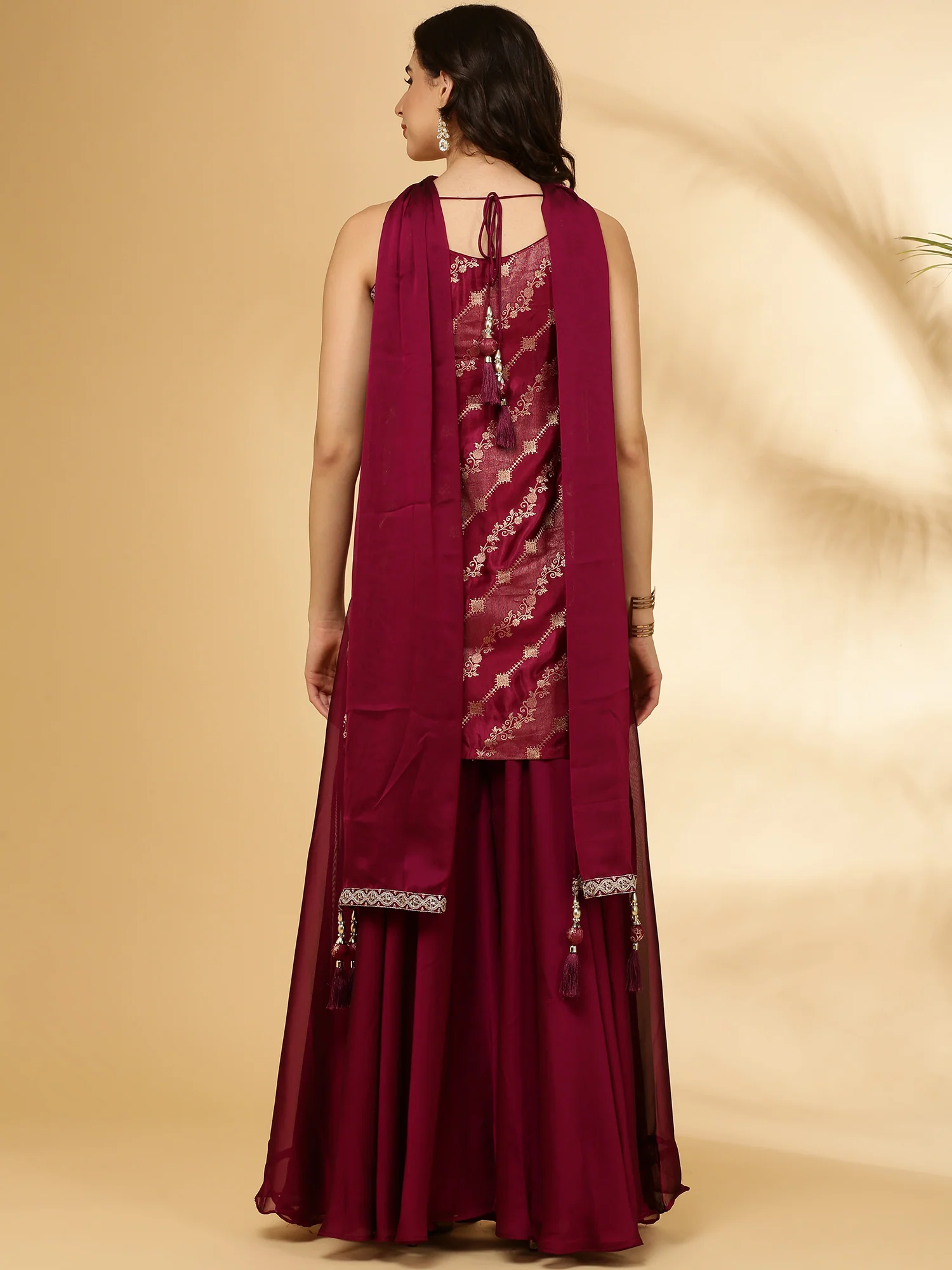 Wine Banaras Three Piece Set - Image 4